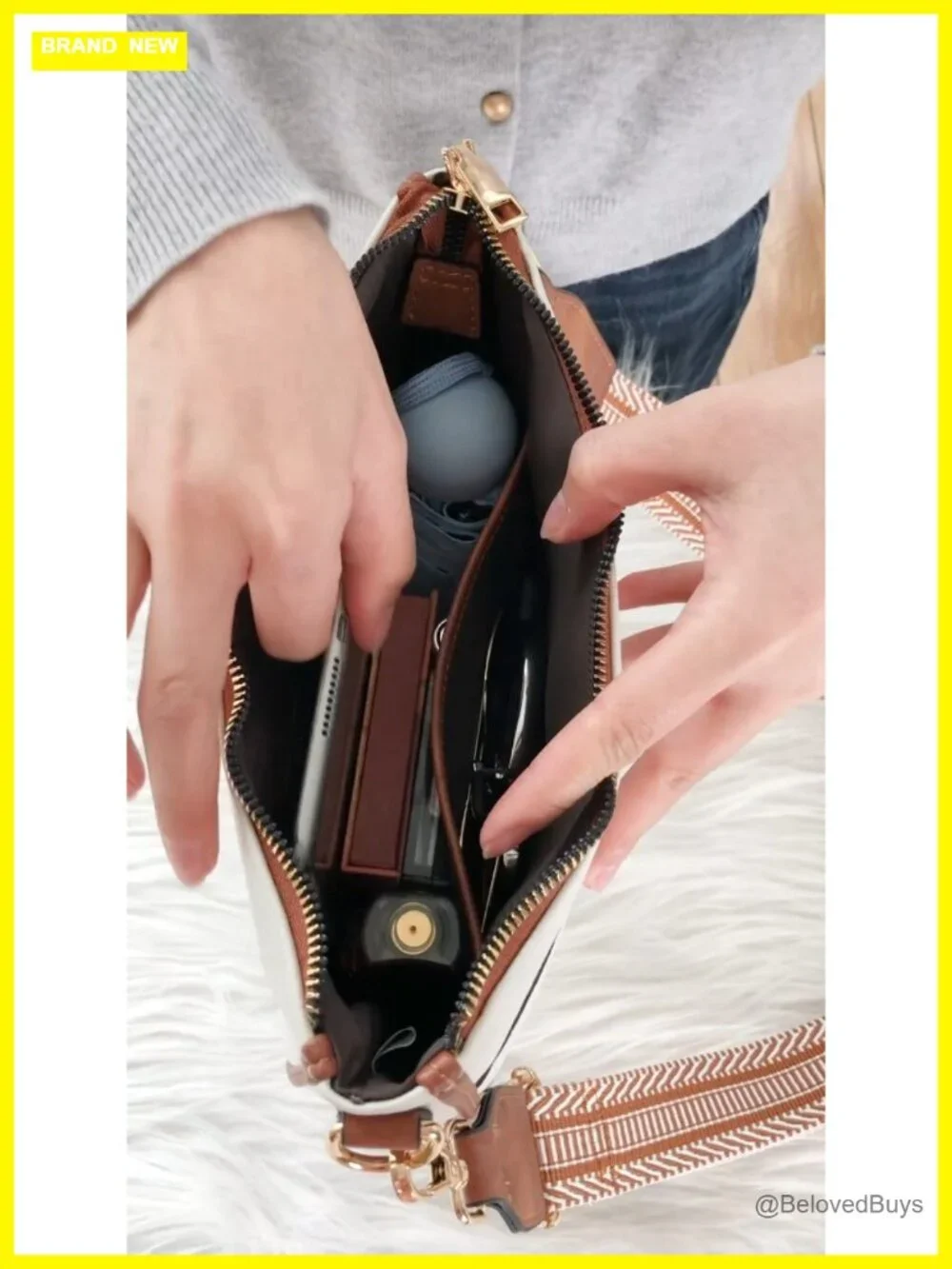 Vegan Leather Crossbody Bag with Wide Guitar Strap, Hobo Purse